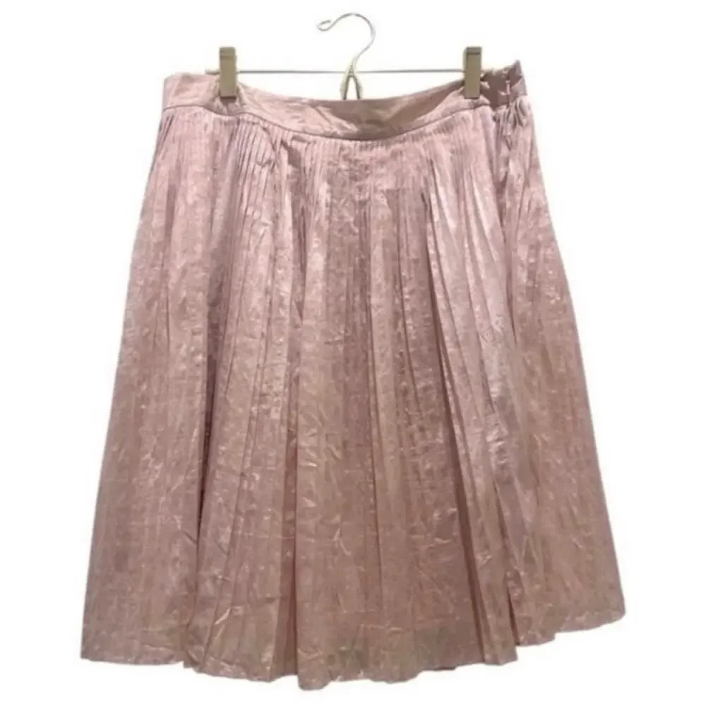 Club Monaco Blush Metallic Pleated Skirt Sz 10 Balletcore Quiet Luxury Coquette - Picture 8 of 10